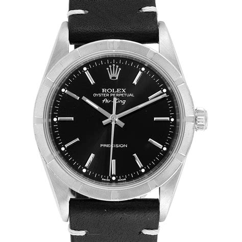 rolex air king broewn leather strap